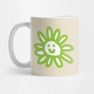 Green Daisy Flower Smiley Face Graphic Mug